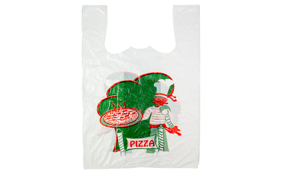 Tragetaschen Hemdchentragetaschen mit Pizzadruck - 40 x 20 x 60 cm 22 mμ