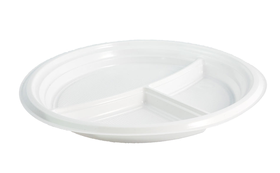 Einwegteller Plastikteller Menüteller 3-geteilt