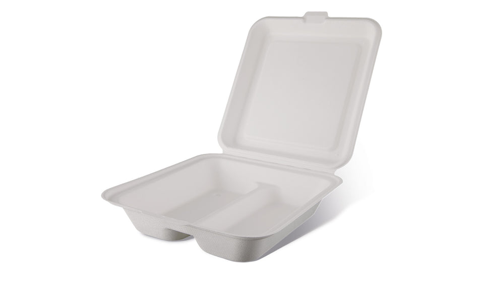 Bio-Verpackungen Boxen Menübox 2-geteilt *ECO* ( L) - 21 x 19,2 x 6,1 cm