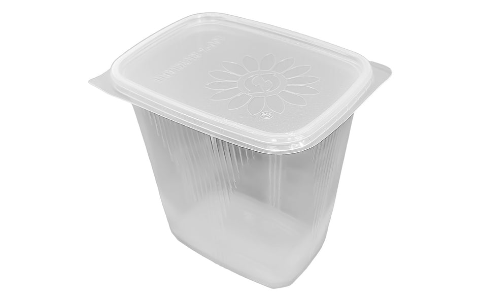 PET/ rPET / PP Feinkostbecher / Dressingboxen Feinkostbecher eckig "Kombi" - 500 mL