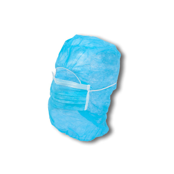 Einwegbekleidung Astro-Haube mit Mundschutz BLAU